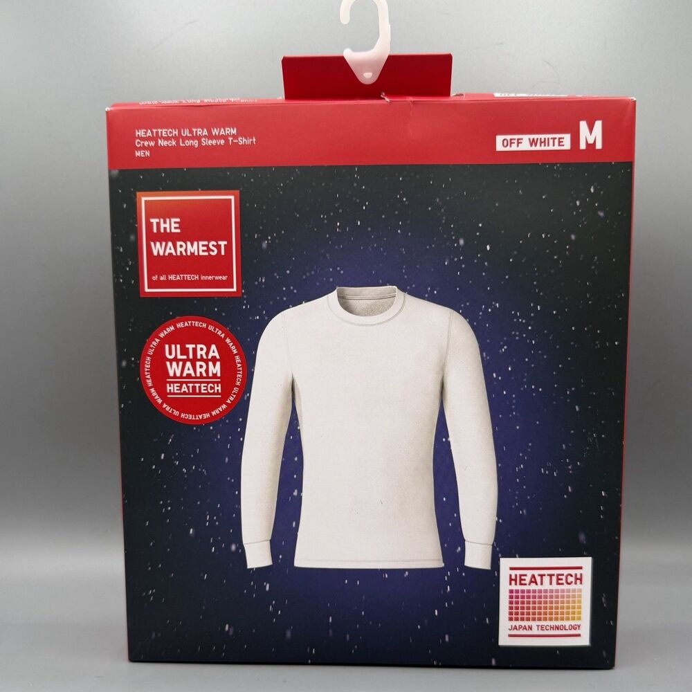 Uniqlo Heattech Ultra Warm Crew Neck LS Tee Shirt Men’s Size M Off White NIB